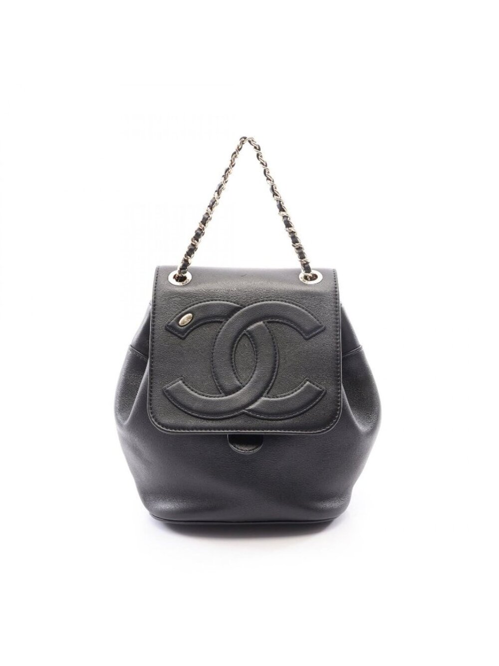 Chanel Backpack CC Logo Chain Black Lambskin Small